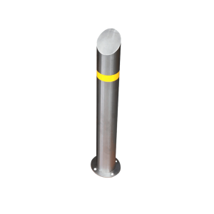 141mm x 1200 Base Plate Bollard 316 Stainless Steel with Angled Top