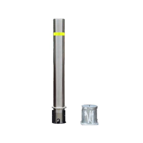114mm Key-lock Removable Bollard 304 Stainless Steel with Sleeve