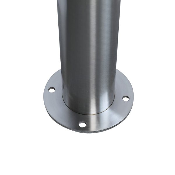 Close up of Base Plate from 114mm Base Plate Solar Bollard 316 Stainless Steel